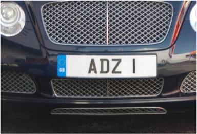 UK Number Plate ADZ 1