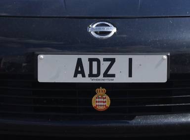 UK Number Plate ADZ 1