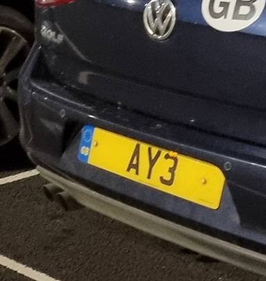 UK Number Plate AY 3