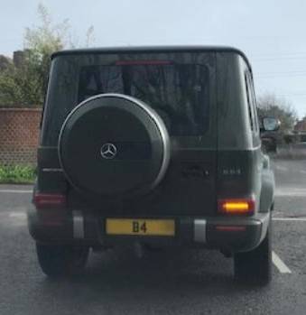 UK Number Plate B 4 on a 2023 Grey Mercedes-Benz