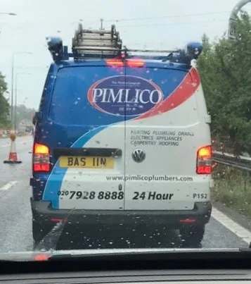BAS 11N number plate – Pimlico Plumbers