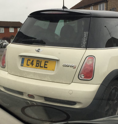 UK Number Plate C4 BLE on a 2017 White Audi