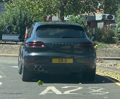 UK Number Plate CS 3 on a 2026 Grey Porsche