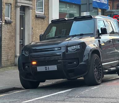 UK Number Plate D 1 on a 2022 Black Land Rover