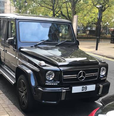 UK Number Plate D 9 on a 2013 Black Mercedes-Benz G-Class