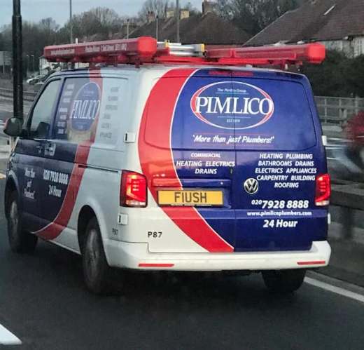 F1 USH number plate – Pimlico Plumbers