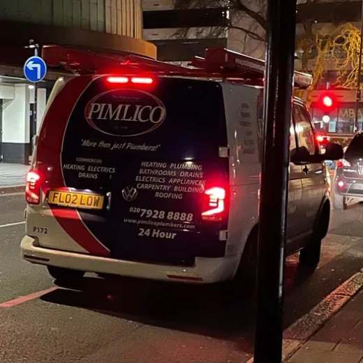 FL02 LOW number plate – Pimlico Plumbers