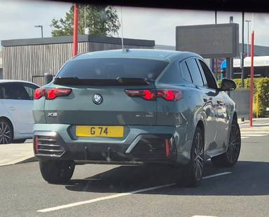 UK Number Plate G 74 on a 2024 Green BMW