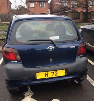 UK Number Plate H 72