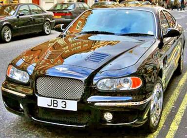 UK Number Plate JB 3 on a 1999 Black Bentley Highlander