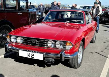 UK Number Plate K 2 on a 1973 RED Triumph Stag Auto