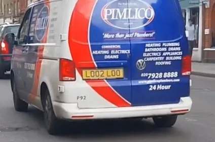 LO02 LOO number plate – Pimlico Plumbers