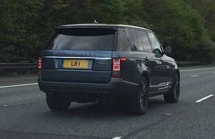 UK Number Plate LR 1 on a Grey Land Rover Range Rover
