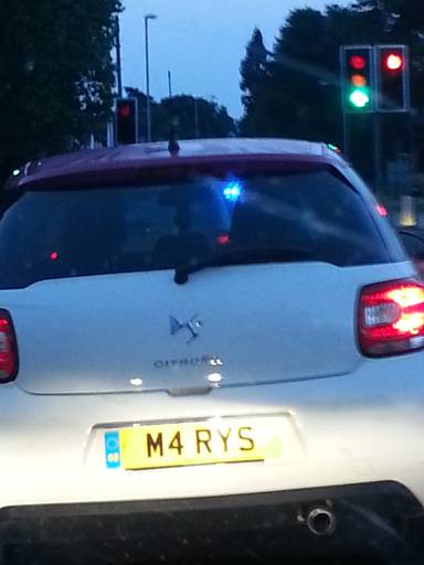 UK Number Plate M4 RYS on a 2020 White Audi
