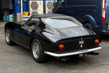 UK Number Plate MM 4 on a 1968 Black Ferrari 275