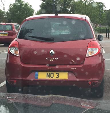 UK Number Plate NO 3