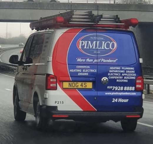 NOG 4S number plate – Pimlico Plumbers