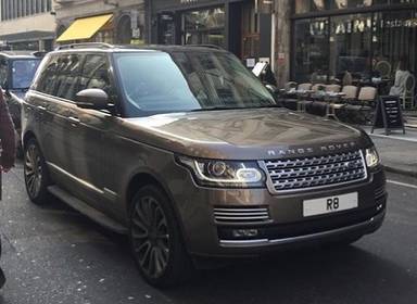 UK Number Plate R 8 on a 2024 Brown Land Rover