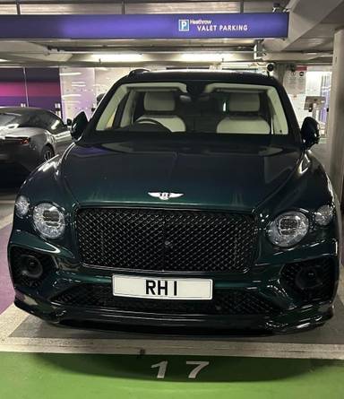 UK Number Plate RH 1 on a 2026 Green Bentley