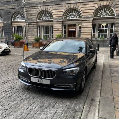 UK Number Plate S 0 on a 2025 Black BMW