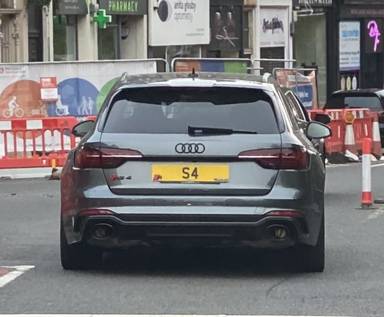 UK Number Plate S 4 on a 2020 Grey Audi