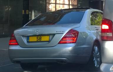 UK Number Plate S 8 on a 2011 Grey Mercedes
