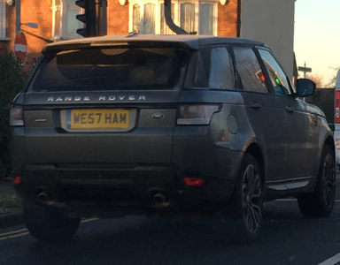 UK Number Plate WE57 HAM on a 2016 White Bentley