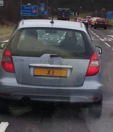 UK Number Plate X 1 on a 2024 Blue Mercedes-Benz