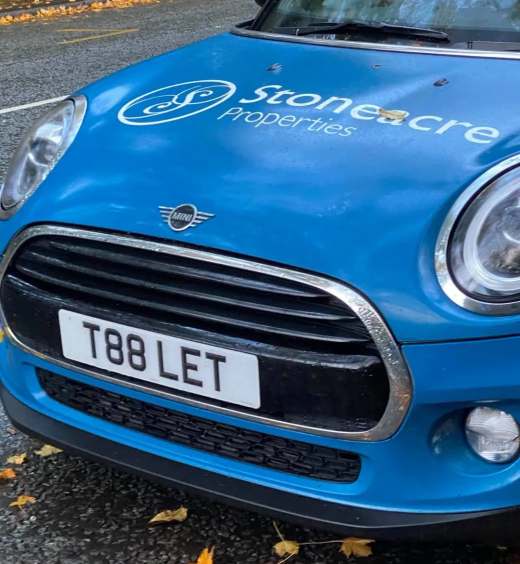 T88 LET number plate – Stoneacre Properties