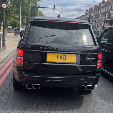 UK Number Plate 1 AD on a 2017 Black Land Rover Range Rover