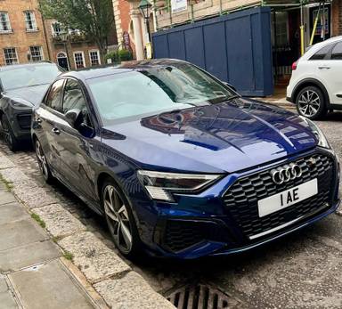 UK Number Plate 1 AE on a 2022 Blue Audi A3 S Line Ed 1 35 Tfsi Mhev Sa