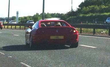 UK Number Plate 1 AL on a 1998 RED Ferrari F355
