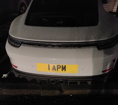 UK Number Plate 1 APM on a 2022 Grey Porsche 911 Gt3 Touring