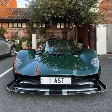 UK Number Plate 1 AST on a 2023 Green Aston Martin Valkyrie V12 Hev