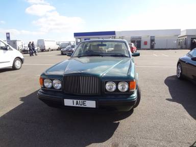 UK Number Plate 1 AUE on a 1997 Green Bentley Brooklands