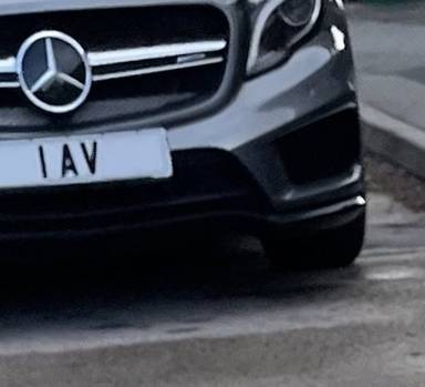 UK Number Plate 1 AV on a 2014 Grey Mercedes-Benz GLA