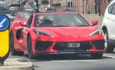 UK Number Plate 1 AWF on a 2025 RED Chevrolet Corvette Stingray Auto