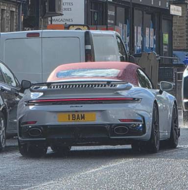 UK Number Plate 1 BAM on a 2026 Grey Porsche 911 Turbo S Hev S-A