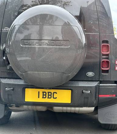 UK Number Plate 1 BBC on a 2023 Black Land Rover Defender Xdynamic Hse D Mhev A