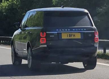 UK Number Plate 1 BFH on a 2019 Grey Land Rover Range Rover