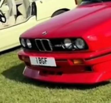 UK Number Plate 1 BGF on a 1988 RED BMW M3
