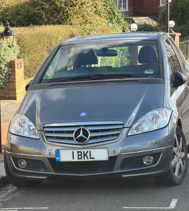 UK Number Plate 1 BKL on a 2009 Grey Mercedes-Benz A-Class
