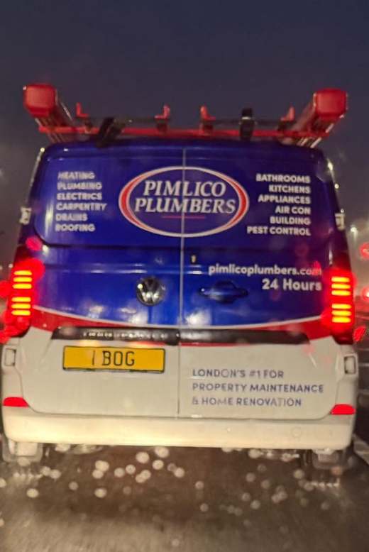 1 BOG number plate – Pimlico Plumbers