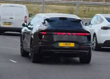 UK Number Plate 1 BOS on a 2024 Black Lotus Eletre S