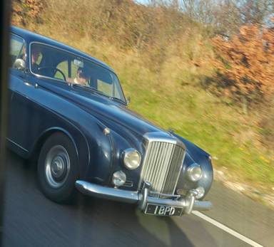 UK Number Plate 1 BPD on a 1957 Blue Bentley S1