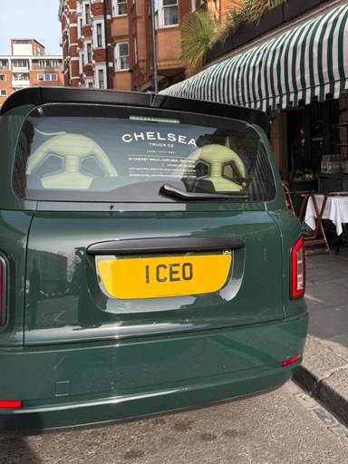 UK Number Plate 1 CEO on a 2021 Green Levc