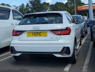 UK Number Plate 1 CFC on a 2019 White Audi A1