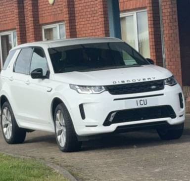 UK Number Plate 1 CU on a 2021 White Land Rover Discovery Spt Rdyn S+ D Mhev A