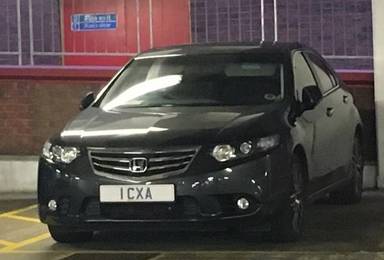 UK Number Plate 1 CXA on a 2012 Grey Honda Accord