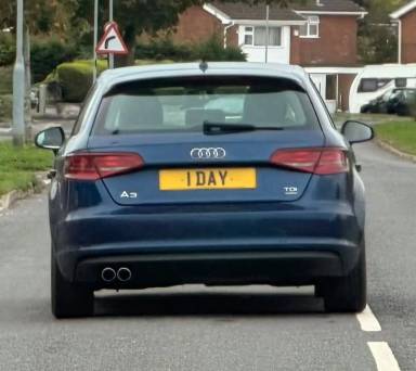 UK Number Plate 1 DAY on a 2015 Blue Audi A3